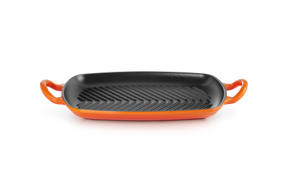 Grelha grill rectangular rasa de ferro fundido