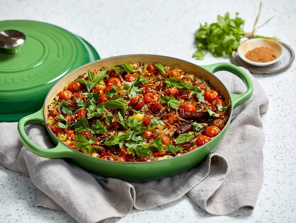 Koshari de canela e tomate-cereja