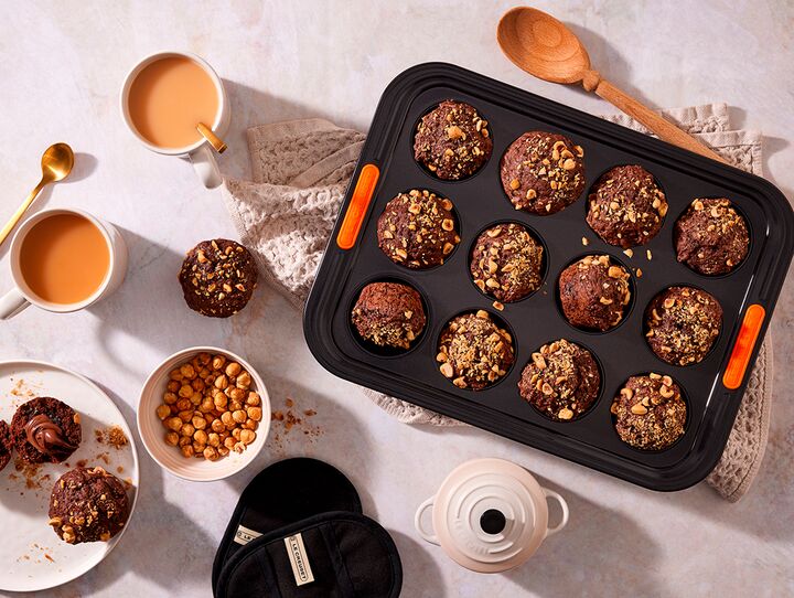 Muffins de pasta de chocolate e avelã