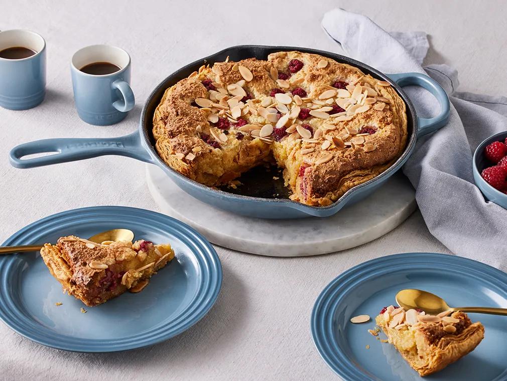 Tarte de amêndoas e framboesas na frigideira